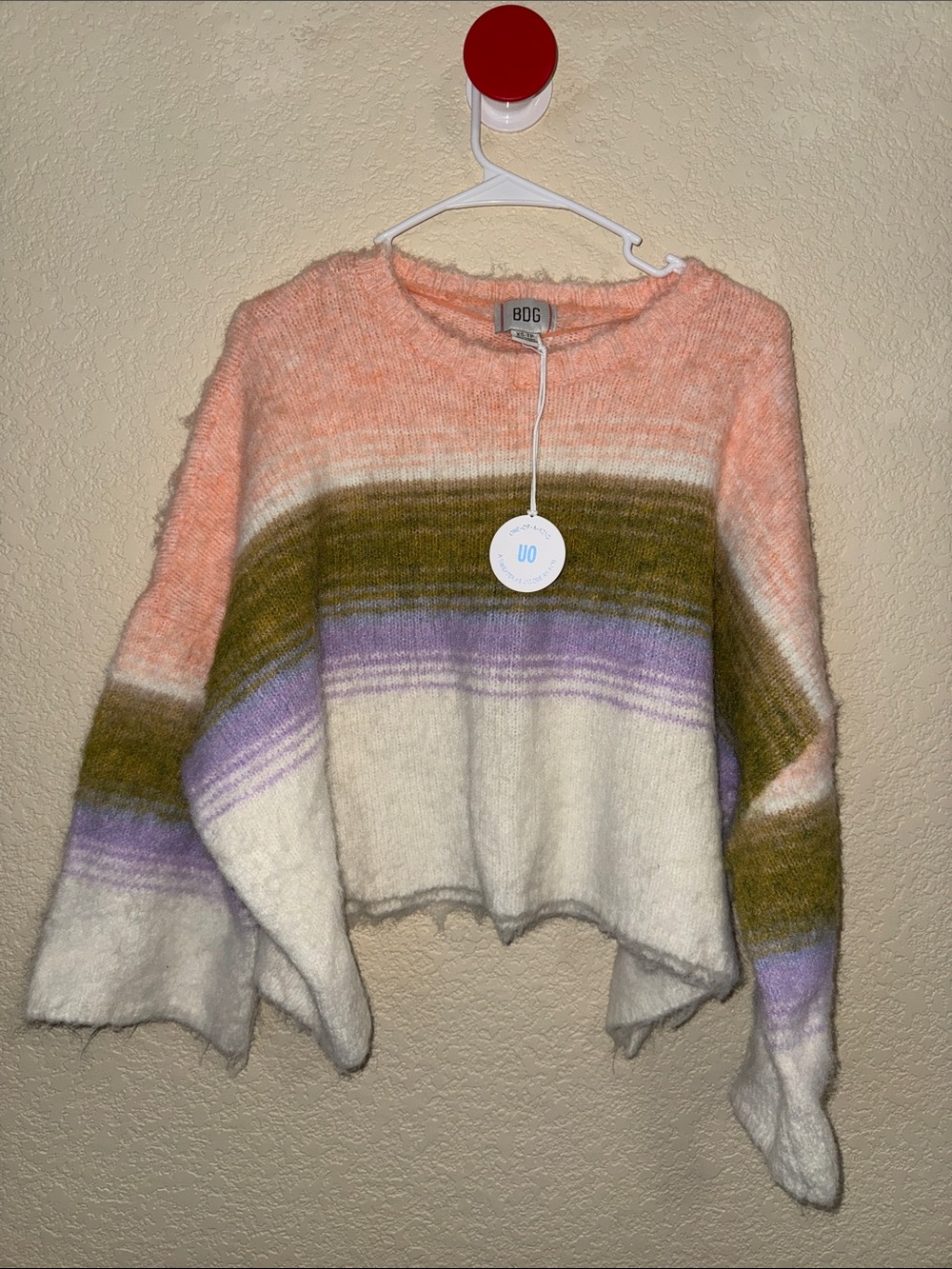 BDG Urban Outfitters Striped Fuzzy Cropped Sweater XS NWT Wool Blend